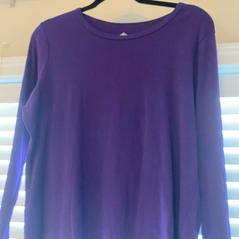 St. John's Bay Purple Long Sleeve Cotton Tee
